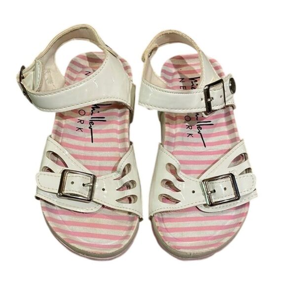Nicole Miller White and Pink Sandal Shoes Girls Size 8 - Picture 1 of 10